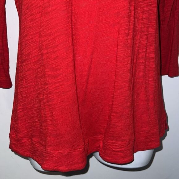 EXPRESS Red Burnout Cotton Modal Lace Yoke 3/4 Sleeve Top-S - Picture 3 of 8
